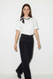 Women's Scarf and Pearl Detailed Crew Neck Oversize Basic White T-Shirt - 3