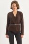 Women's Belt Detailed Knitwear Bitter Brown Cardigan - 7