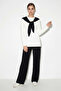 Women's Shawl Detailed Long Sleeve Basic t Shirt Elastic Waist Loose Pants Bottom Top Modal Black Set - 4
