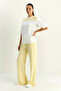 Women's Shawl Detailed Basic T-Shirt Elastic Waist Loose Pants Bottom Top Modal Set Yellow White - 8