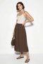 Women's Elastic Waist Lace-Up Muslin Midi Skirt Ye Brown - 2