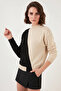 Women's Piecework Knitwear Ecru Black Sweater - 4