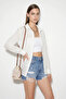 Women's Floral Patterned Button Closure Detailed Openwork Relaxed Fit Brode White Shirt - 2