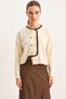 Women's Gold Button Detailed Asymmetrical Cut Knitwear Cream Cardigan - 7