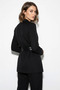 Women's Classic Black Jacket with Double Belt Detail - 5