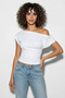 Women's Asymmetrical Waist-Fitted Viscose White Blouse - 2