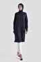Jacquard Ruffle Collar Tunic Navy Blue - 3