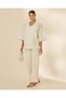 Women Lemon Pinstriped Oversized Kimono Wrap Blouse - 2