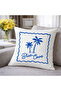 Blue Cove Palm Tree Pattern Decorative Throw Pillow Cover Blue Coastal Decor 43X43 cm