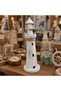 Nautical Wooden Lighthouse Decor, White Coastal Home Decor with Natural Jute Rope & Mini Life Ring, Rustic Beach House Lighthouse Figurine for Tabletop, Shelf, Living Room, Bedroom, Office & Bathroom - 2