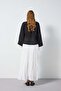 Women's Ecru Pieced Voile Gypsy Long Skirt 31207 - 4