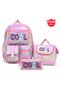 Premium Korean Style 3-Piece Elementary School School Bag Set with Thermal Insulated Lunch Bag and Double Compartment Pencil Case - 3