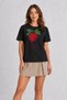 Modern Raspberry Chest Print T-Shirt - Black - 3