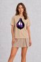 Tattoo Art Style Fig Print T-Shirt - Cream - 3
