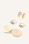 Women's Textured Plate and Ring Design 3-Piece Earring Set I4275Axns - 2