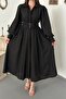 Black Brode Belted Fisto Dress - 3