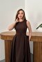 Coffee Halter Neck Flared Dress - 3