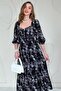 Black Buttoned Embroidered Dress - 4