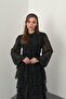 Black Polka Dot Chiffon Floor Dress - 2