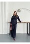 Belted Stone Embroidered Denim Jacket and Pants Set - 5