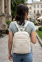 Soft Faux Leather Cream Women's Backpack with Double Compartments, Stylish and Convenient for Daily Use, with Adjustable Straps
