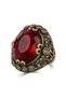 Bronze Women's Ring Authentic Copper Jewelry Margazite Worked Red Stone Sultans Adjustable Vintage - 3