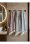 3 Pieces of Jacquard Cotton Hand and Face Towels Gray Burgundy Blue - 3