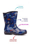 Thermal Lined Waterproof Boys' Rain Boots with Soles - 2