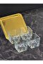 5-Piece Gold Vespera Glass Bowl Set – Crystal Patterned Ice Cream and Dessert Bowl with Square Tray - 4