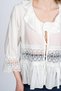 Women's Summer Ecru Lace Collar Ruffle and Waist Tulle Lace Detailed Blouse Shirt 70073 - 2
