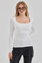Women's Ecru Square Neck Slim Fit Finger-Loop Ultra Soft Flexible Lycra Cotton Basic Body&Blouse - 4