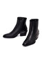 Women's Black Zippered Short Thick Heeled Leather Cowboy Boots Af190039Dv - 4