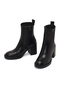 Women's Black Zippered Thick Heeled Leather Boots Wf180019Dv - 4
