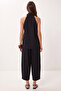 Linen Vest Trousers Set Lby0062 Black - 5