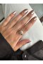 Silver Color Light Orange Drop Stone Ring - 3