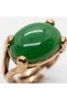 Bronze Women Ring Authentic Copper Jewelry Green Crystal Stone Oval Adjustable Vintage - 4
