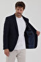 Kasue Men's Dark Navy Blue Brown Plaid Polyviscon Fabric Slim Fit Mono Collar Sports Blazer Jacket - 7