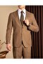 Slim Fit Men's Mono Collar Bag Pocket Linen Fabric Jacket Pants Suit Coffee T20111-03 - 6