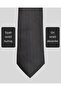 Gray Patterned Thin Black Tie – 7 cm Wide - 2