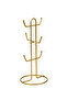 Matte Gold 6 Compartment Metal Jewelry Keychain and Accessory Stand |   Desktop Multi-Purpose Organizer with Hanger - 5