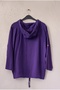 Purple Hooded Raglan Sleeve Zippered Pocketed Belted Embroidered Casual Cotton Woven Jacket 66 60 - 8
