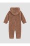 Özmarka New Season Brown Hooded Baby Boy Plush Jumpsuit - 3