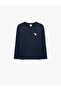 Dinosaur Embroidery Long Sleeve Crew Neck Cotton T-Shirt - 3