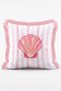 Pink Striped Lobster and Seashell Patterned 4-Piece Fringed Throw Pillow Cover Set - 4