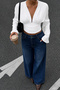 V-Neck Wide Sleeve Gathered Blouse - 3