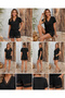 Women's Short Sleeve V-Neck Blouse and Short Two-Piece Set - 8