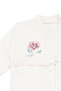 Baby Girl Ecru Pink Rose Embroidered Cross-Stitch Snap-On Jumpsuit with Booties - 3