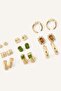 Women's Stone Detailed Textured 9-Piece Earring Set I1371Axns - 3