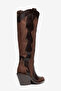 Bitter Brown Matte Leather Embroidered Trok Detail Western Cowboy Boots - 3