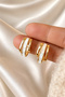 Gold Color Detailed Triple Look Hoop Women's Earrings